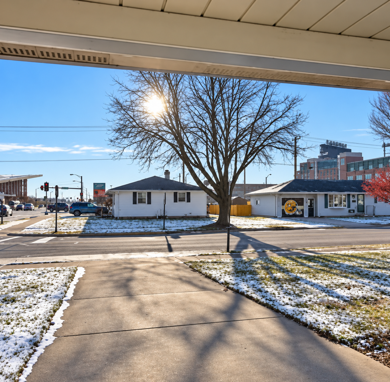 Private driveway & carport — Lambeau Field on the horizon